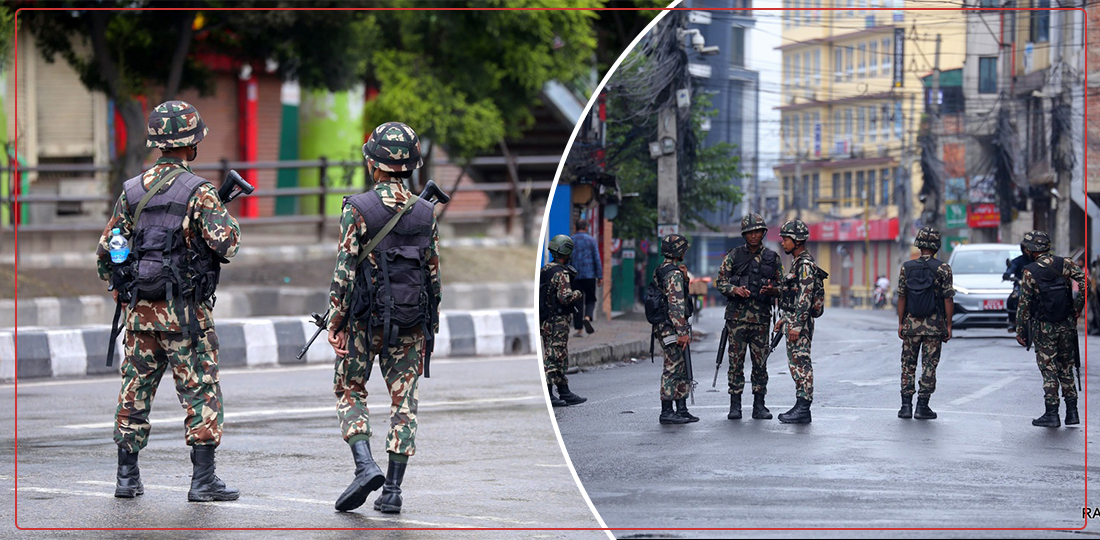 माइतीघर क्षेत्रमा सेनाको कडा सुरक्षा र चेकजाँच, तस्बिरहरू