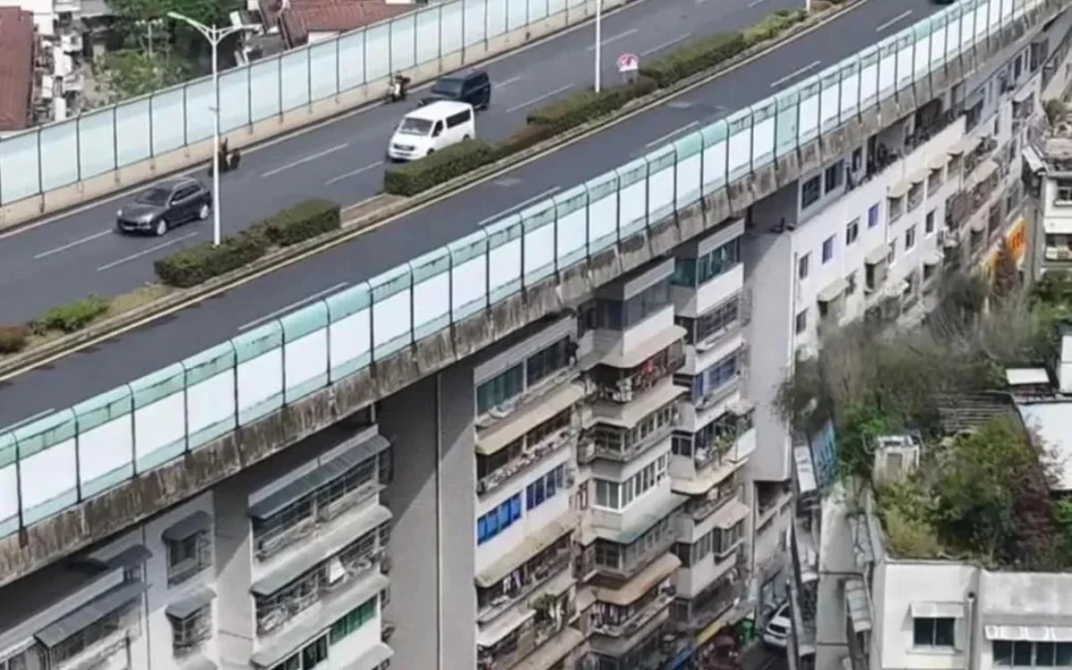 Apartment Buildings Constructed Under Guiyang Overpass