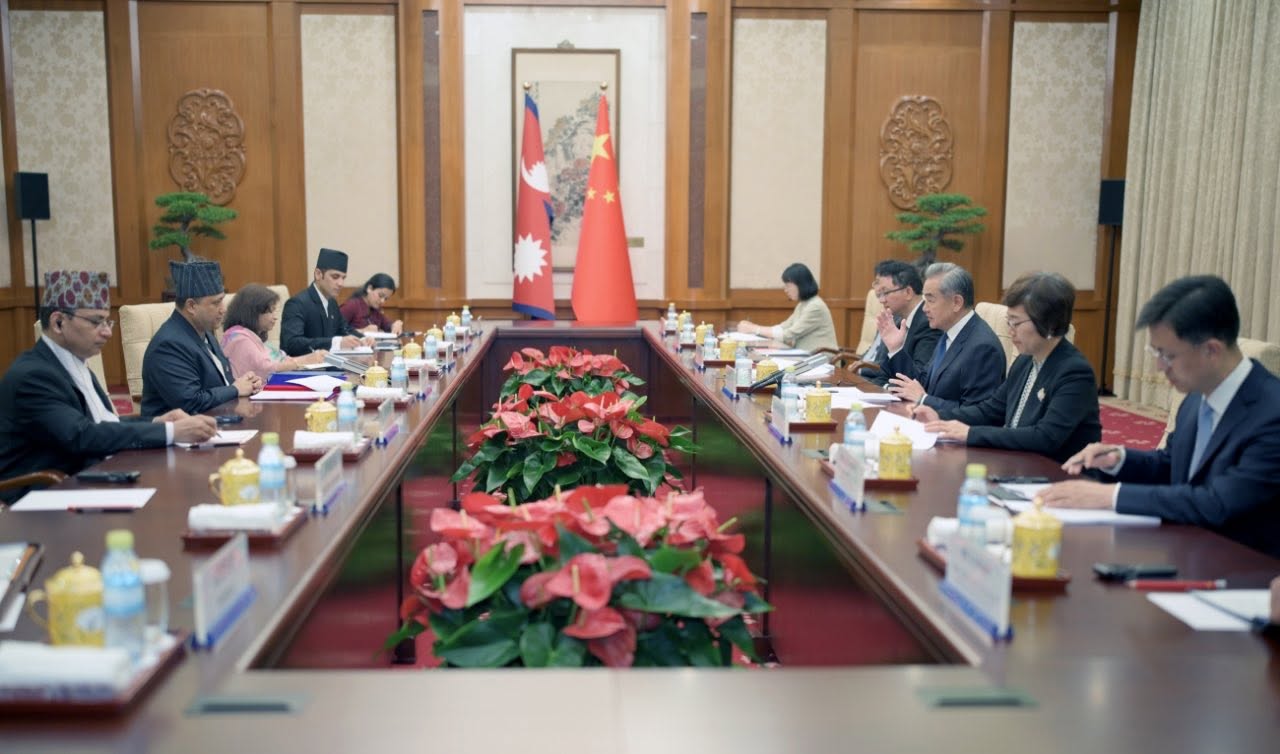 Chinese Foreign Minister Wang Yi Meets Nepali Foreign Minister Sisir Khanal in Beijing