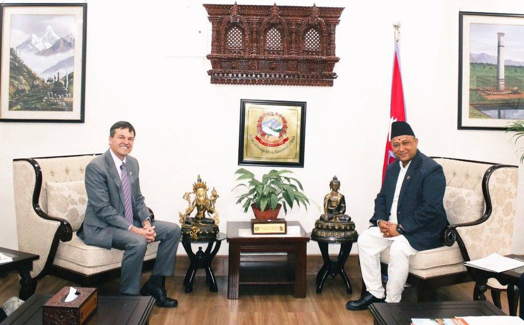 Foreign Minister Khanal and US Charge d'Affaires Urbom Hold Courtesy Meeting