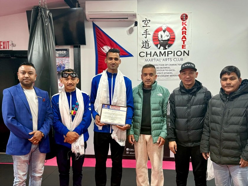 कराँते खेलाडी मोहम्मद शेखु अमेरिकामा नगदसहित सम्मानित