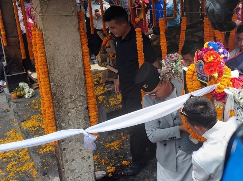Home Minister attends funeral of Inspector Abhay Lama killed in motorcycle accident