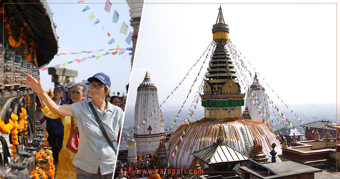   स्वयम्भू महाचैत्यमा ८४ हजार फूल अर्पण, तस्बिरहरू