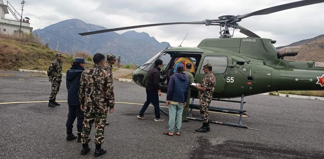 गोरखाबाट सुत्केरी महिलाको हवाई उद्धार
