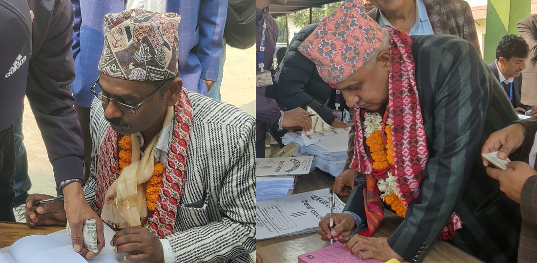   मोरङ– ६ मा नेकपा र एमालेका उम्मेदवारले गराए मनोनयन दर्ता