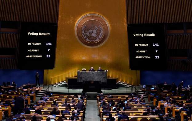 नेपालसहित १४१ देशले गर्‍यो संयुक्त राष्ट्र सङ्घमा रुसको विरोध, भारत र चीन अनुपस्थित