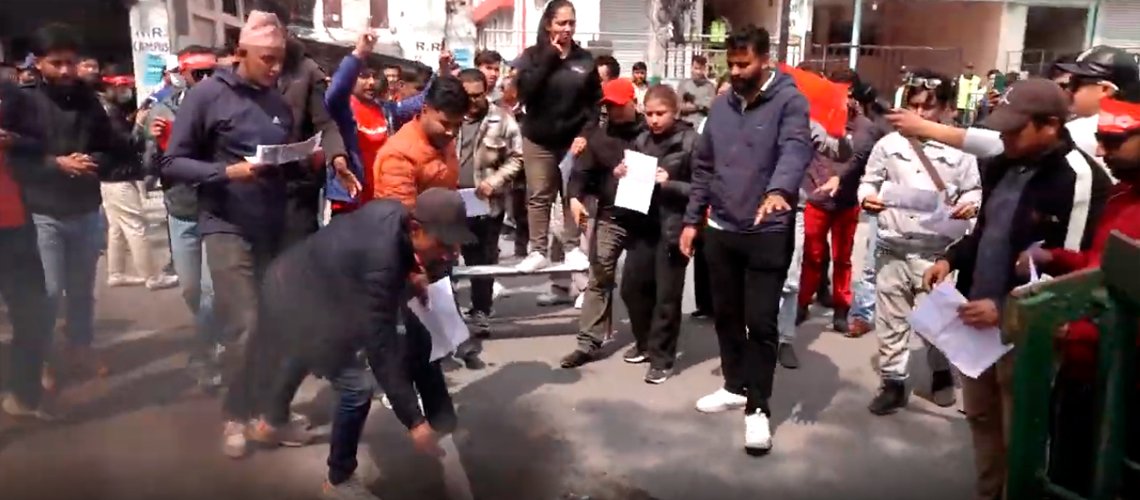 CPN-UML Cadres Burn Investigation Commission Report Protesting Chairman Oli's Arrest