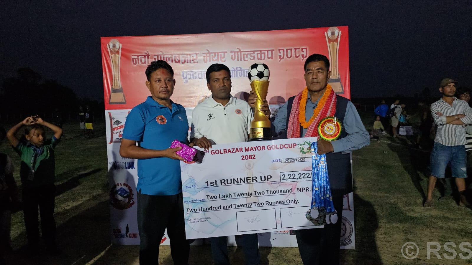   नवौँ गोलबजार मेयर गोल्डकपको उपाधि ब्रदरहुड फुटबल क्लब उदयपुरलाई